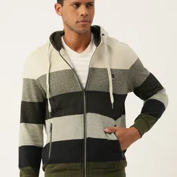 Monte Carlo Men Striped Hooded Sweatshirt-image-50