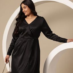Sztori Plus Size Satin Wrap Dress-image-28