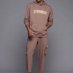 HRX by Hrithik Roshan Irontribe Typography Hooded Training Sweatshirt & Joggers Tracksuit-image-61
