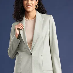 Mast & Harbour Single-Breasted Shoulder Padded Blazer-image-3