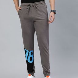 The Indian Garage Co Men Grey Solid Regular Fit Joggers-image-60