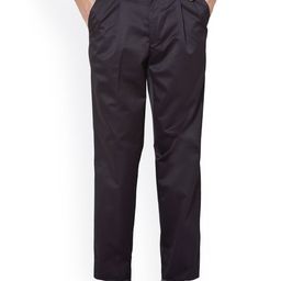 Peter England Men Black Solid Formal Trousers-image-67