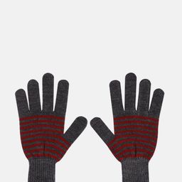 Roadster Dark Grey & Red Striped Acrylic Gloves-image-41