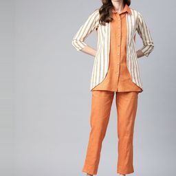 Cottinfab Women Layered Striped Shirt and Trouser-picture-49