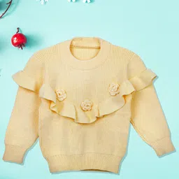 Baby Moo Girls Yellow Ribbed Pullover-image-24