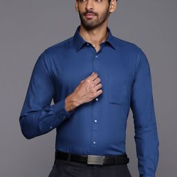 Raymond Men Blue Pure Cotton Solid Slim Fit Formal Shirt-image-86