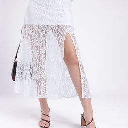 glitchez Women Sheer Lace High Side Slit A-Line Midi Skirt-picture-51