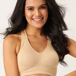 DressBerry Beige Solid Non-Wired Non Padded Workout Bra 3303-01-picture-26