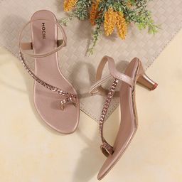 Mochi Pink Embellished Party Kitten Heels With Backstrap-50