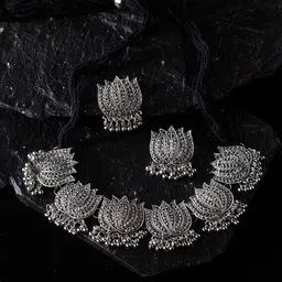 PANASH Oxidised Silver-Plated Handcrafted Jewellery Set-image-55