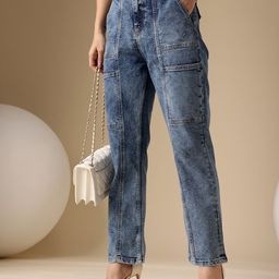 Chemistry Women Straight Fit High-Rise Heavy Fade Cargo Jeans-picture-14
