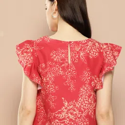 encore by INVICTUS Floral Printed Flutter Sleeve Top image 2