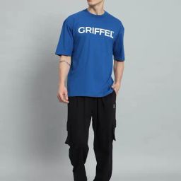 Griffel Blue Cotton Loose Fit Printed Co-Ord Set-image-31