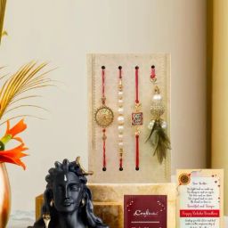 eCraftIndia Assorted Multicolor Rakhi with Shiva Idol-image-79