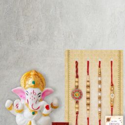 eCraftIndia Assorted Multicolor Rakhi with Lord Ganesha Idol-image-13