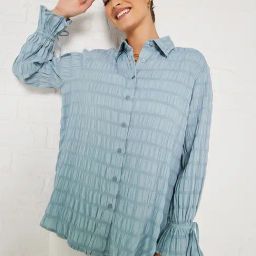 Styli Blue Self Pattern Shirt-picture-17