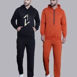 Vimal Jonney Black & Orange Regular Fit Printed Hooded Sweatshirt & Trackpant Set - Pack of 2-picture-22