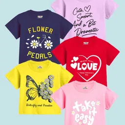 KUCHIPOO Girls 5 Printed Applique T-shirt-picture-24