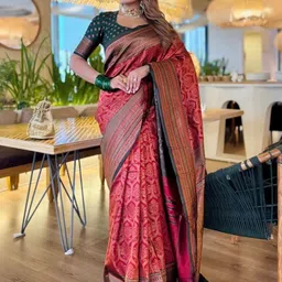 HERE&NOW Woven Design Zari Pure Silk Banarasi Saree-picture-50