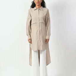 Office & You Beige Plain Long Shirt-image-48