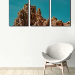 999store Brown & Blue Printed Mountains Paintings - Set of 3-34