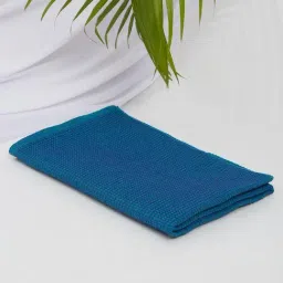 Fabindia Turquoise & Blue Cotton Solid Hand Towel- Set of 1-image-36
