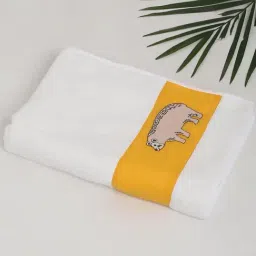 Fabindia White & Orange Cotton Embroidery Hand Towel- Set of 1-13