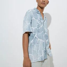 Nuon by Westside Dusty Blue Abstract Design Relaxed-Fit Shirt-picture-26