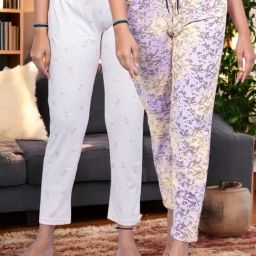 Kryptic Purple & Pink Cotton Relaxed Fit Printed Lounge Pants - Pack of 2-image-2