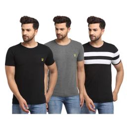 Vimal Jonney Multicolor Cotton Short Sleeves T-Shirt (Pack of 3)-picture-42
