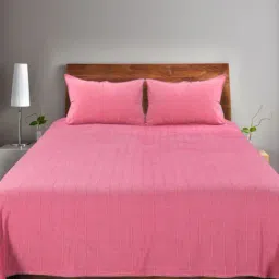 Saral Home Abstract Pink 155 TC Cotton King Sized Bed Sheet with 2 Pillow Covers-image-79