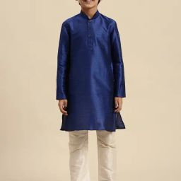 Sanwara Kids Blue & White Regular Fit Kurta Set-image-68