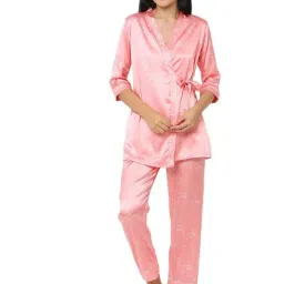 Sweet Dreams Peach Printed Pajama Set With Robe-picture-42