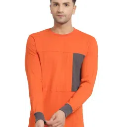 Kalt Orange Regular Fit Colour Block SweatShirt-39