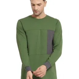 Kalt Green Regular Fit Colour Block SweatShirt-14