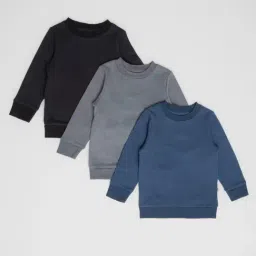 Nino Bambino Kids Multicolor Solid Full Sleeves Sweatshirt (Pack Of 3)-image-36