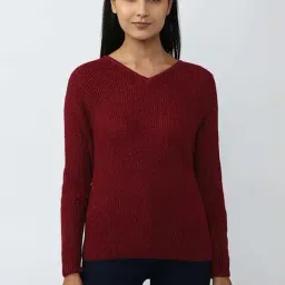 Van Heusen Maroon Self Pattern Sweater-image-67