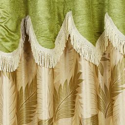 Cortina Beige & Green Single Fancy Valance Leaf Printed Door Curtain image 4