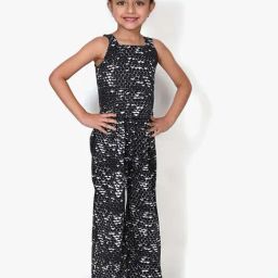 Lilpicks Kids Black & White Cotton Printed Jumpsuit-image-64