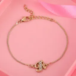 Estele Gold-Plated R Letter Bracelet with Crystals for Women-28