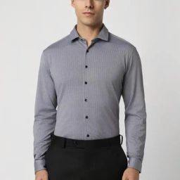 Van Heusen Grey Cotton Slim Fit Printed Shirt-image-87