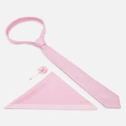 Allen Solly Pink Embroidered Tie with Pocket Square & Lapel Pin-picture-33