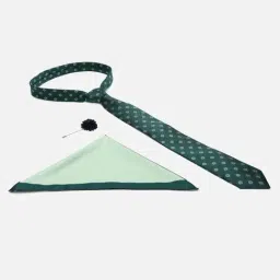 Louis Philippe Green Embroidered Tie with Pocket Square & Lapel Pin-picture-32