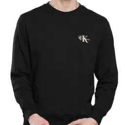 Calvin Klein Black Cotton Regular Fit Logo Printed Sweatshirt-picture-0