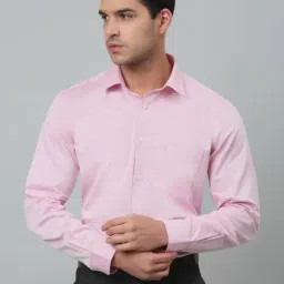 Cantabil Pink Cotton Regular Fit Self Pattern Shirt-image-59