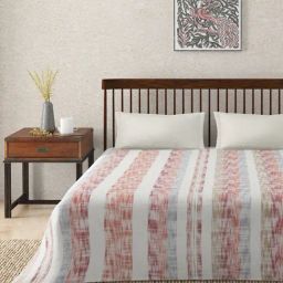 Fabindia Trushita White Cotton Woven 24 TC Double Bed Cover-image-79