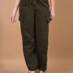 Crimsoune Club Olive Polyester Solid Cargo Trackpants-picture-12