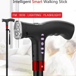 MCP Jindal Smart Walking Stick with FM Radio, Siren and Torch (Black) image 5