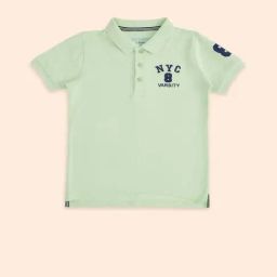 Pantaloons Baby Kids Green Cotton Embroidered Polo T-Shirt-image-123