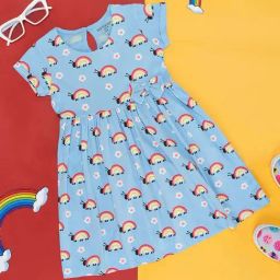 Pantaloons Junior Powder Blue Cotton Printed Dress-image-78